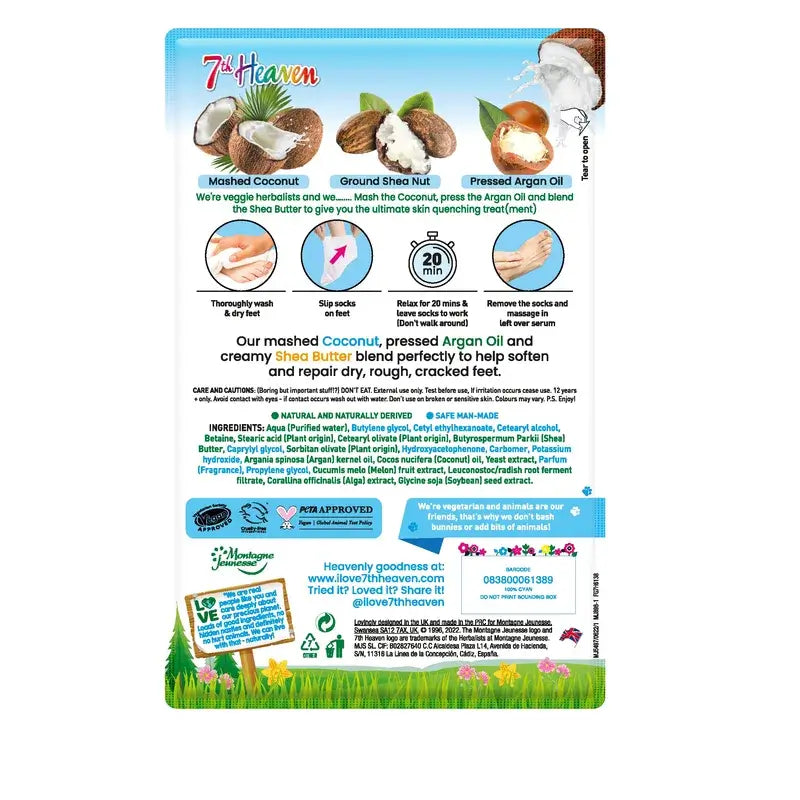 7 Heaven Coconut Softening Foot Mask , 2 units