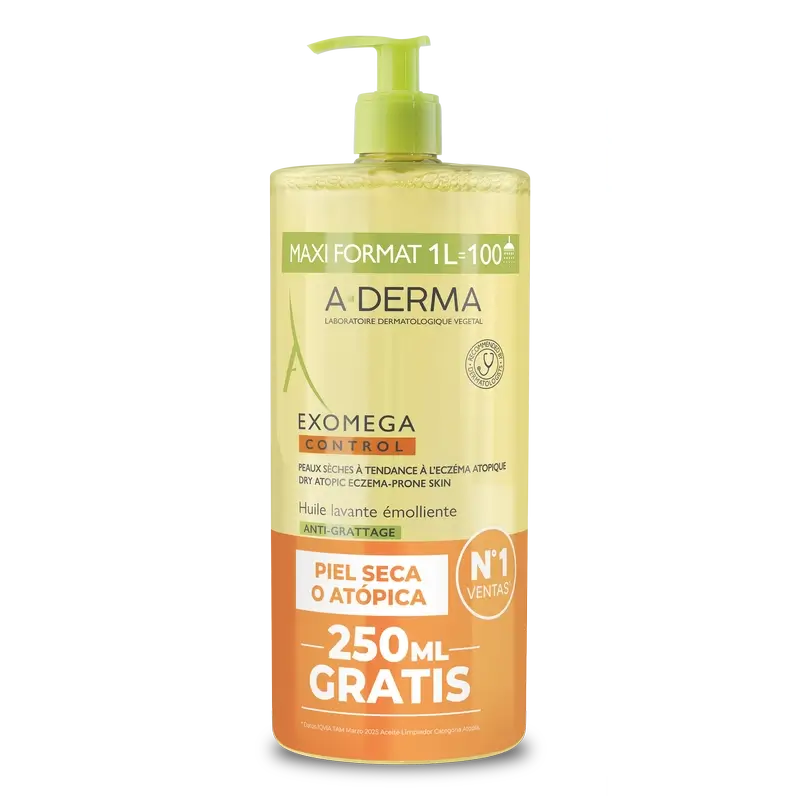 A-Derma Exomega Control Emollient Anti-Itch Cleansing Oil , 1000 ml