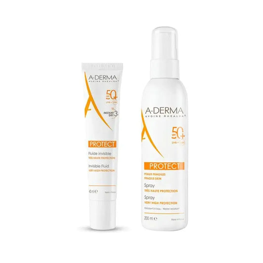A-Derma Protect Invisible Sun Fluid Spf50+ 40 Ml + Protect Sun Spray Spf50+ 200 Ml