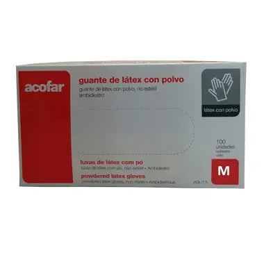 Acofar Latex Glove with Powder Size M 100 units
