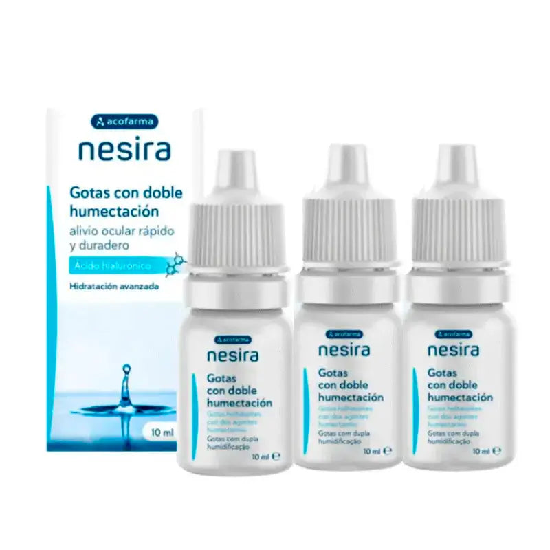 Acofar Nesira Double Moisturising Drops with Hyaluronic Ac. Hyaluronic Acid, Pack 3 x 10 ml