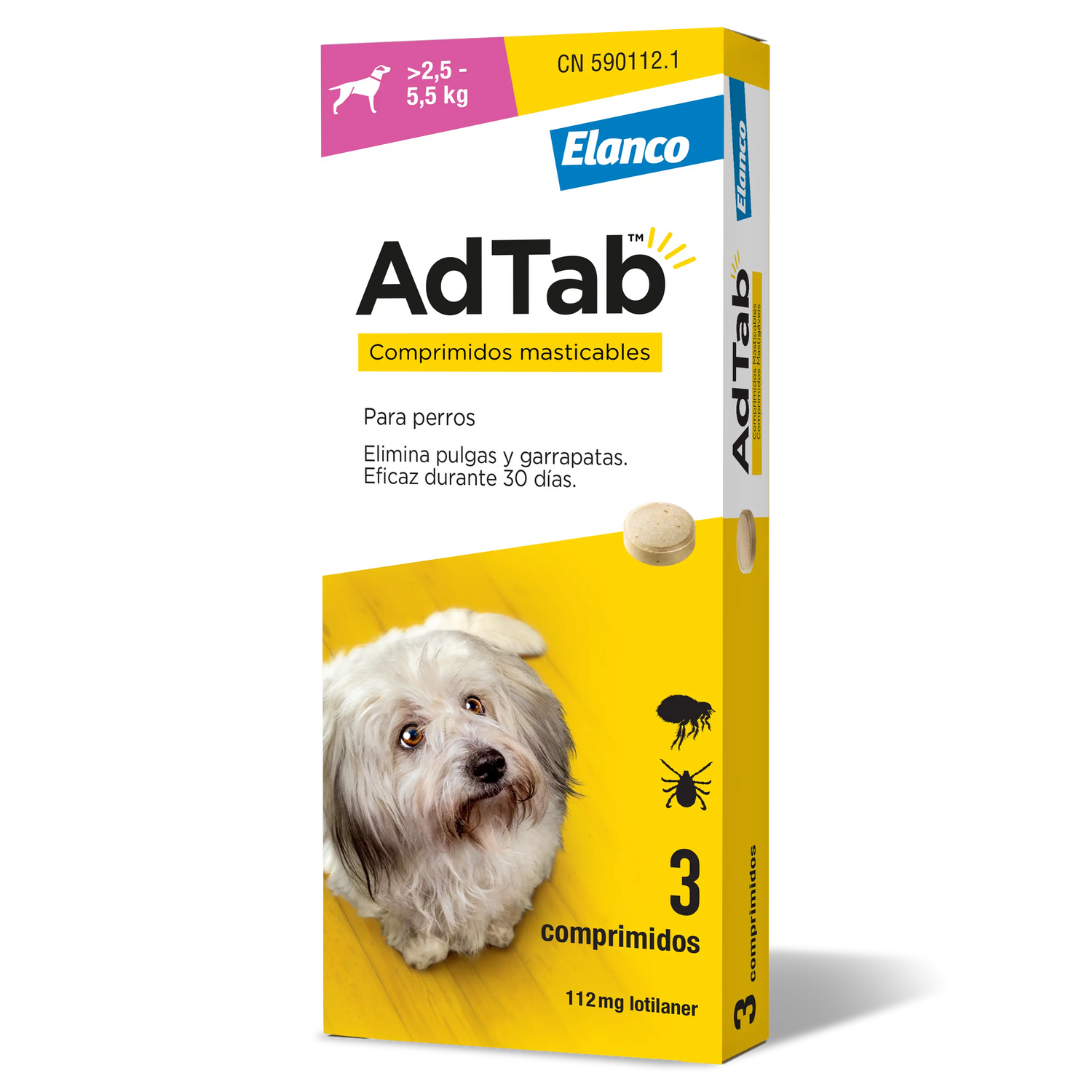 AdTab 112Mg Chewable Tablets Dogs 2,5-5,5Kg, 3Cpd