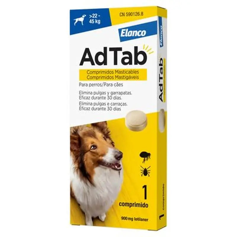 AdTab 900Mg Chewable Tablets Dogs 22-45Kg, 1Cpd