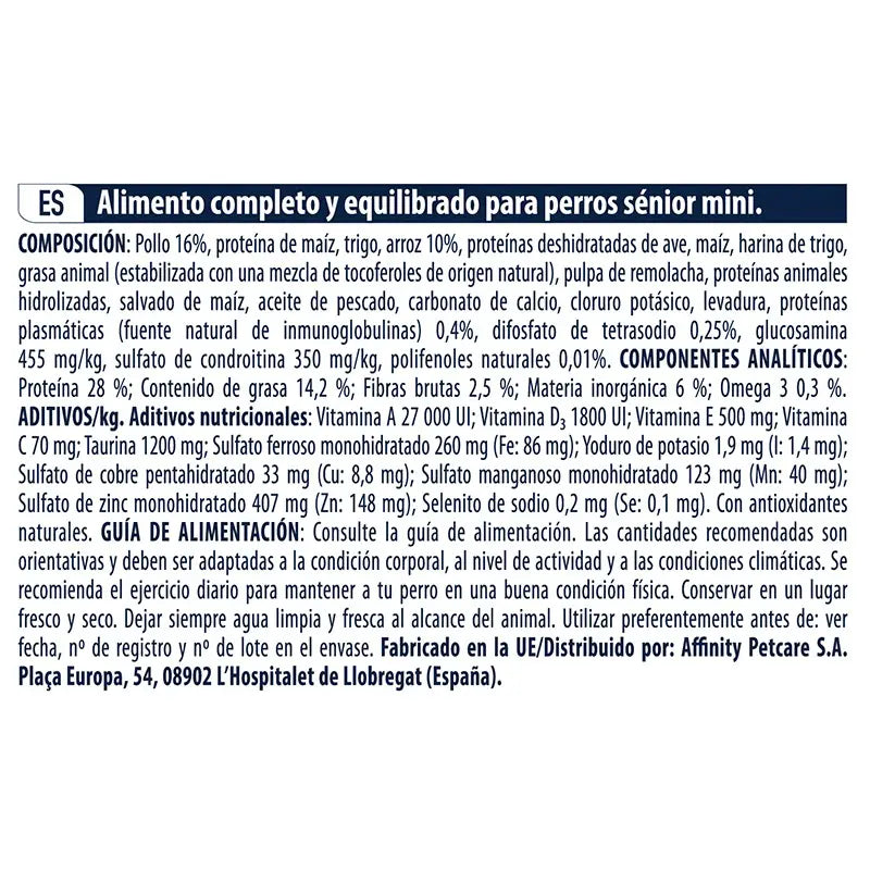 Advance Canine Senior Mini Pollo Arroz 1,5Kg, pienso para perros