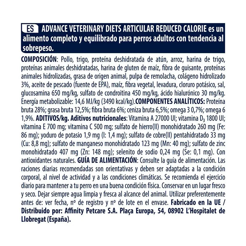 Advance Vet Canine Adult Articular Red. 3Kg, pienso para perros