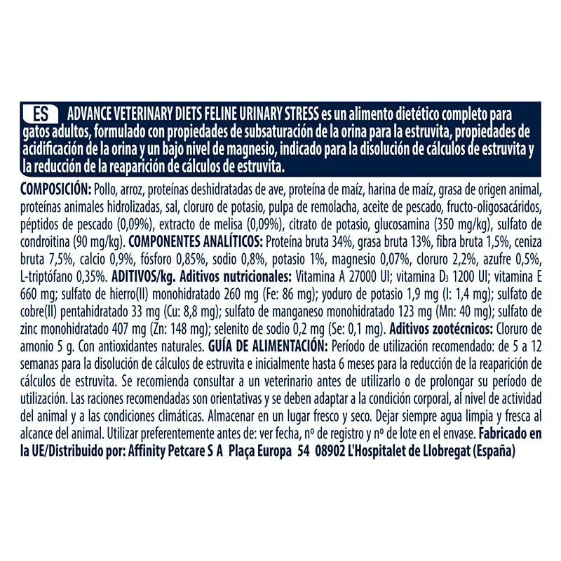 Advance Vet Feline Adult Urinary Stress 1,25Kg, pienso para gatos
