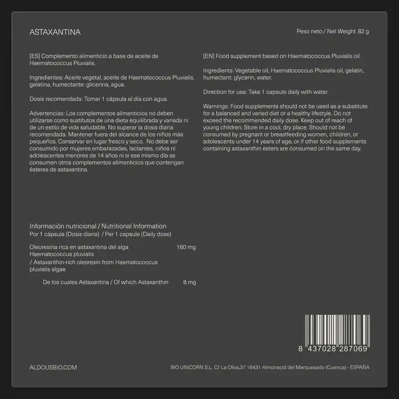 Aldous Bio Pure Natural Astaxanthin , 120 capsules