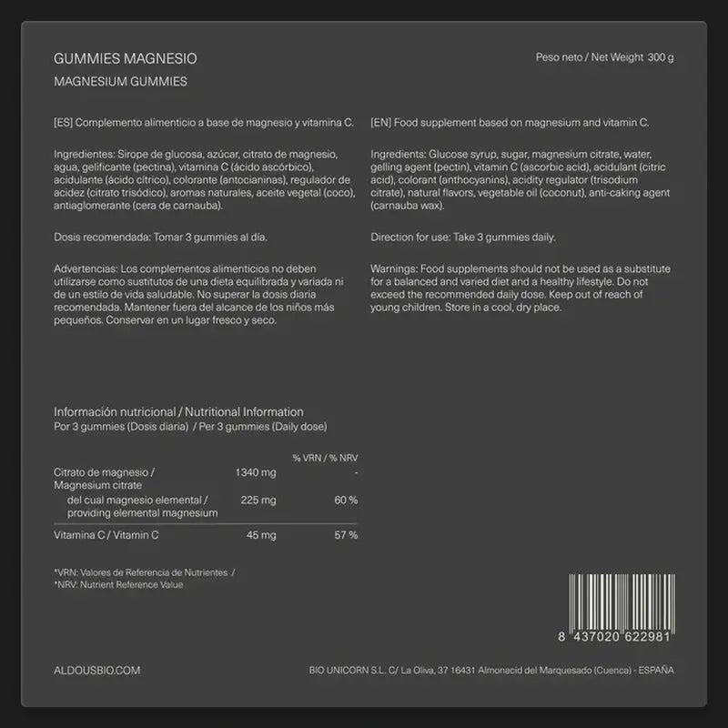 Aldous Bio Magnesium Citrate Gummies , 120 gummies