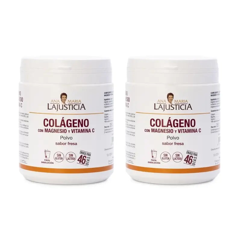 Ana Maria Lajusticia Collagen With Magnesium + Vitamin C Strawberry Flavour, 2X350g