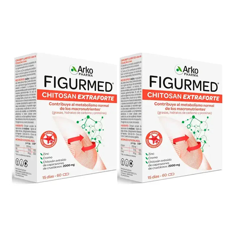 Arkopharma Figurmed Chitosan Extra Forte 500mg, Pack 2 x 60 Capsules