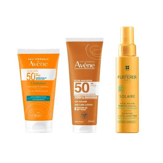 Avene Cleanance Spf 50+ 50 Ml + Invisible Milk Spf 50 250 Ml + Sunscreen Fluid Kpf 50⁺ 100 Ml