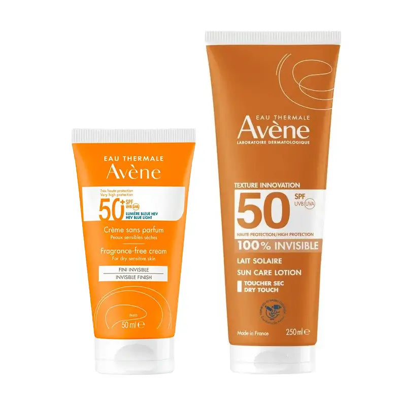 Avene Unscented Spf 50+ Cream 50 Ml + Invisible Milk Spf 50 250 Ml