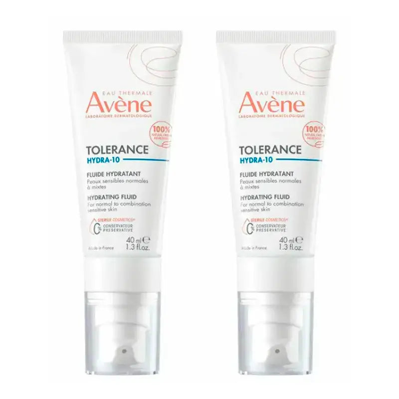 Avene Tolerance Hydra-10 Moisturising Fluid, Pack 2 x 40 ml
