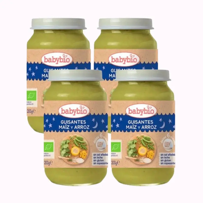Babybio Good Night Peas-Maize-Rice, Pack 4 x 200 grams