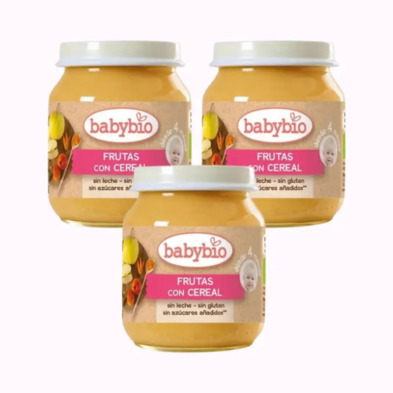 Babybio Fruits with Cereals, Pack 3 x 130 grams