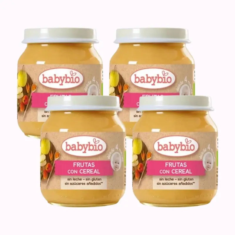 Babybio Fruits with Cereals, Pack 4 x 130 grams