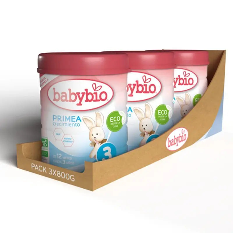 Babybio Primea 3 Cow's Milk Growth 12-36 Months, Pack 3 x 800 grams