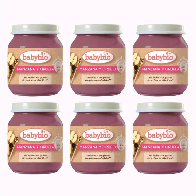 Babybio Apple Plum, Pack 6 x Plum, 130g