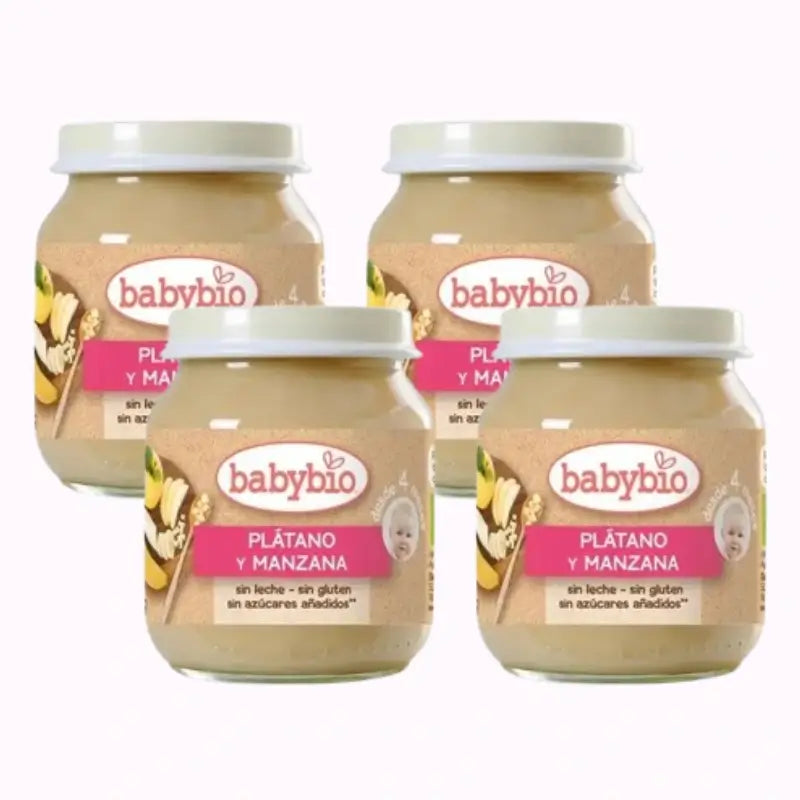 Babybio Apple Banana, Pack 4 x 130 g