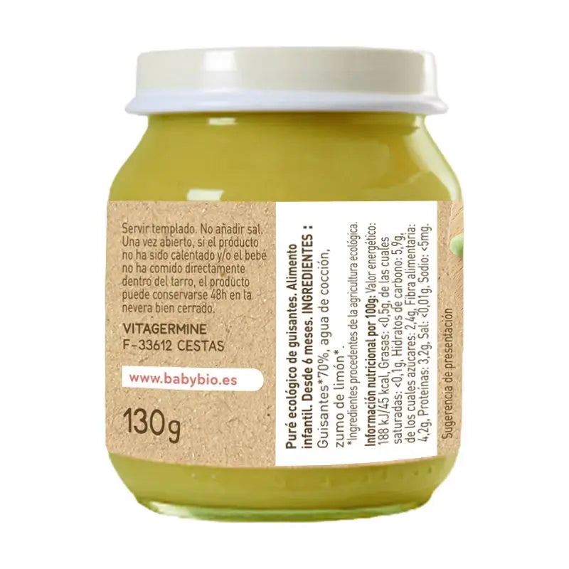 Babybio Babybio Peas, 130 g