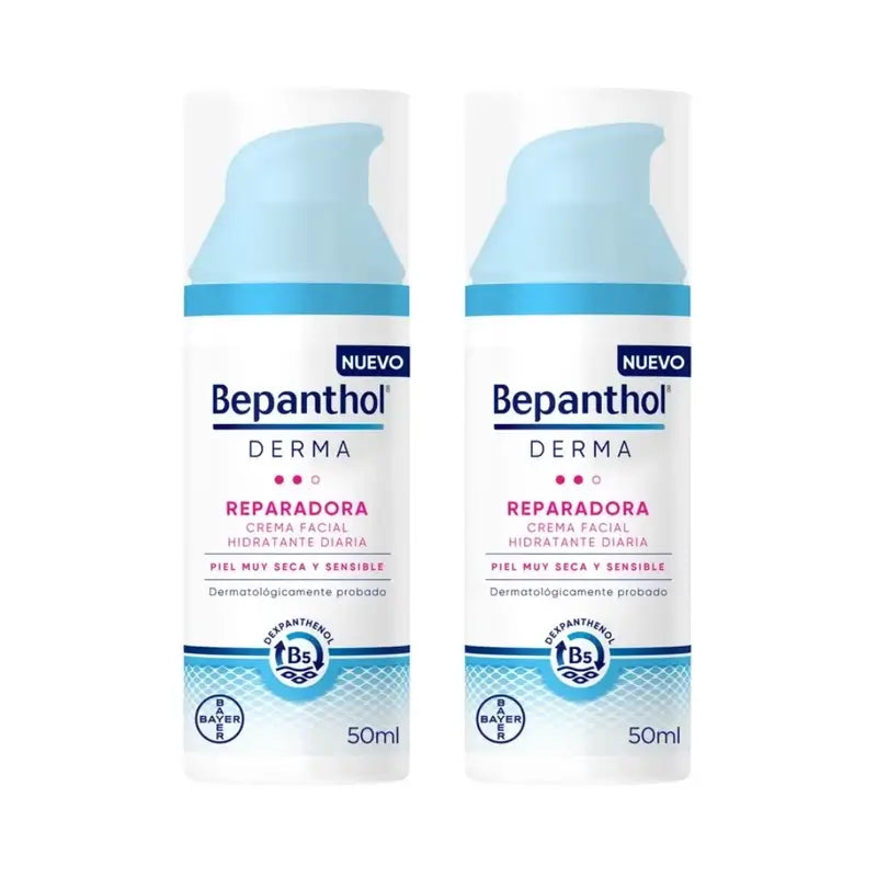 Bepanthol Derma Repairing Daily Moisturising Face Cream, 2X50 Ml