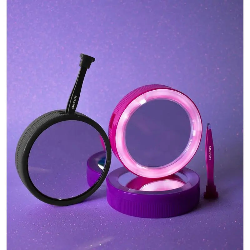 Beter Oooh!!! Espejo Doble Con Luz Led Y Pinza De Punta Oblicua