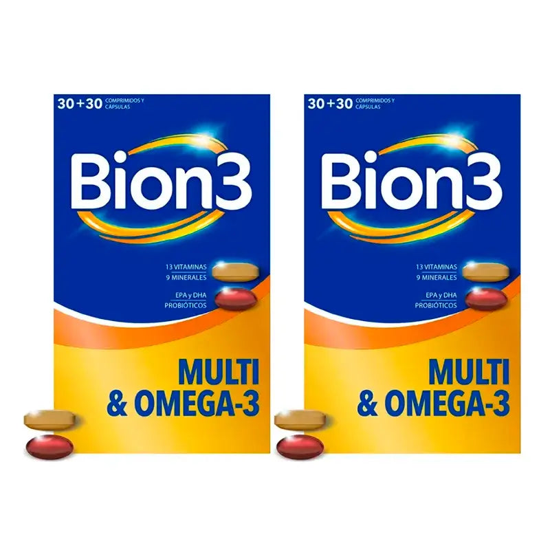 Bion3 Multi & Omega-3 With Probiotics, Pack 2 x 60 capsules