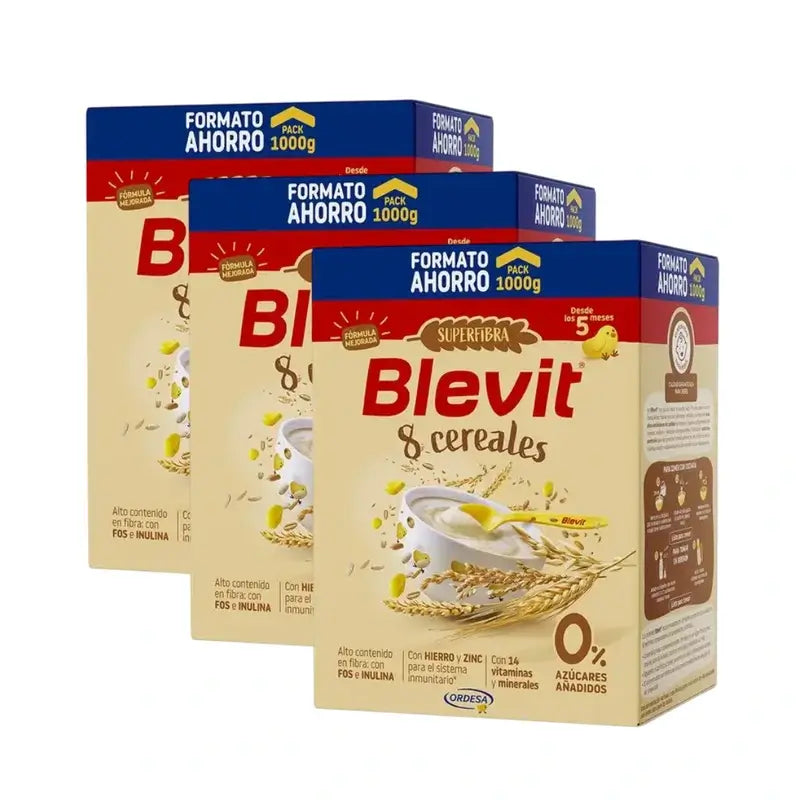 Blevit Baby Food Superfibra 8 Cereals, 3X1000 Grs