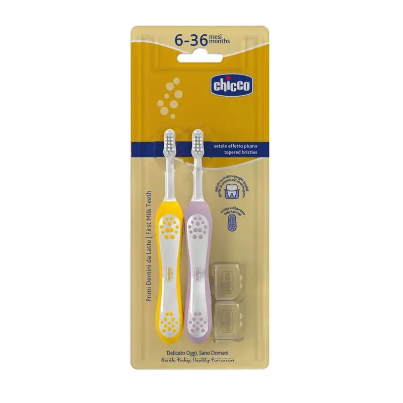Chicco Bipack Toothbrush Lilac & Mustard 6-36M