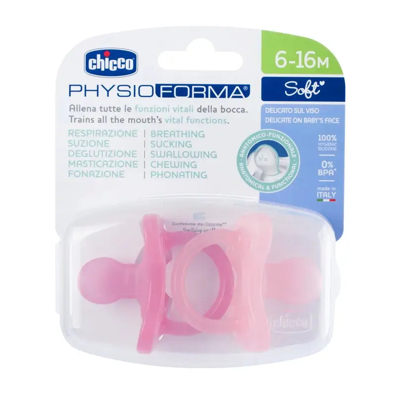 Chicco Pacifier Physioforma Soft Pink 6-16M 2 Units