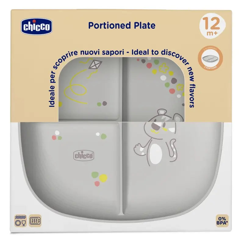Chicco Dish With Compartments 12M+ Grey