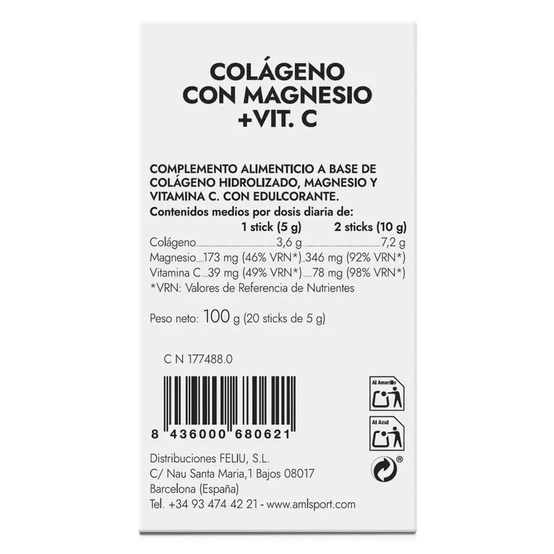 AML SPORT Collagen with Magnesium + Vitamin C strawberry flavour, 20 sticks