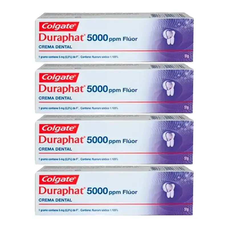 Colgate Duraphat 5000 Ppm Fluoride Toothpaste, Pack 4 x 51 ml