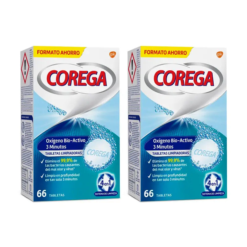Corega Duplo 3 Minute Dental Cleaning, 2 x 66 Tablets