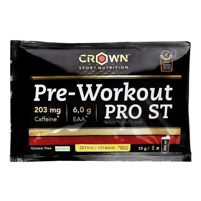 Crown Sport Nutrition Pre Workout Pro St Cítrico Monodosis , 24 x 15 gr