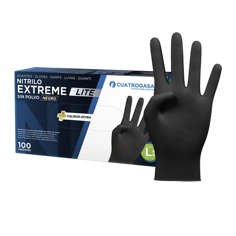 Cuatrogasa Nitrile Glove Extreme Lite Black L, 100 units