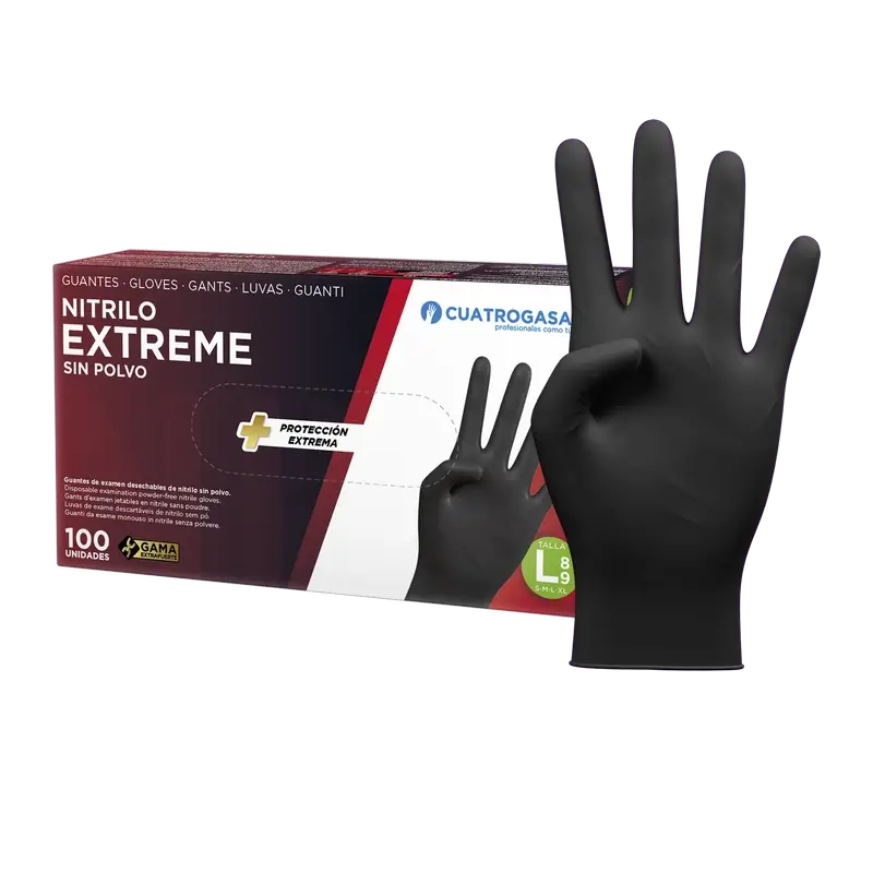 Cuatrogasa Extreme Nitrile Glove Black L, 100 units
