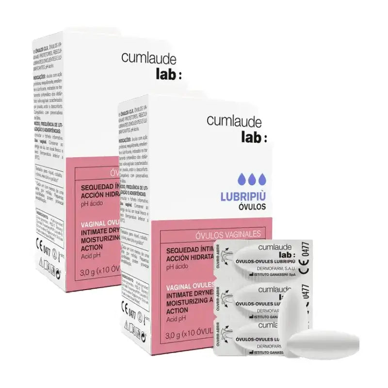 Cumlaude Lubripiu Lab Moisturising and Soothing Vaginal Ovuli, Pack 2 x 10 Units