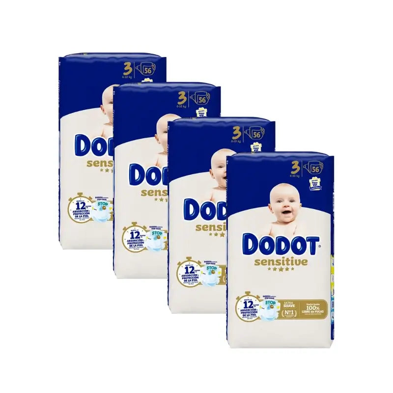 Dodot Sensitive Size 3 (6-10 Kg), 224 Nappies