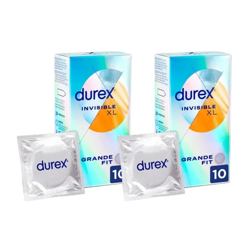 Durex Invisible Xl Ultra Thin, 10 Size Xl Condoms, Pack Of 2