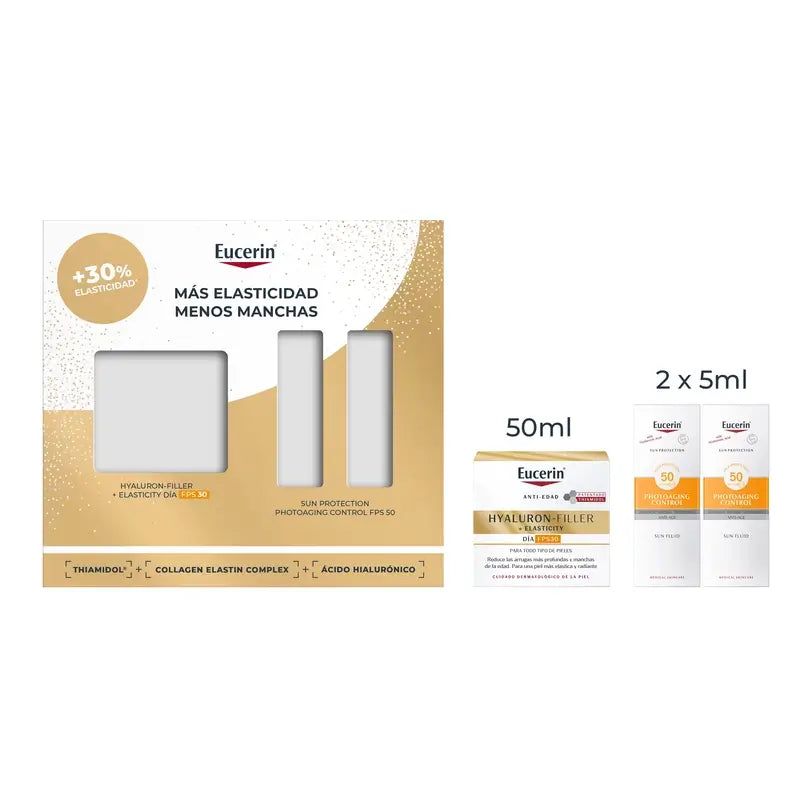 Eucerin Anti-Ageing Pack Hyaluron-Filler Elasticity Day Fps 30 50Ml + 2 Minis Photoaging Control Fps 50+ 2X5Ml