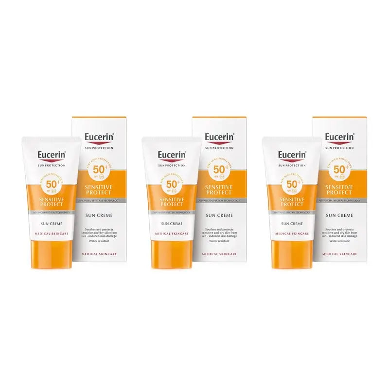 Eucerin Sensitive Protect Sun Creme Spf50+, 3X50 Ml