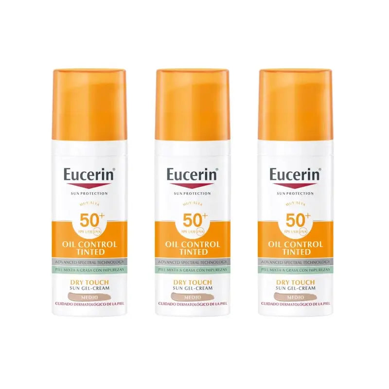 Eucerin Facial Sun Care Oil Control Dry Touch Spf50+ Colour, 3 Units
