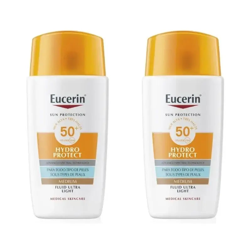 Eucerin Sun Face Hydro Protect Fluid SPF50+Tinted Medium, 2x50 ml