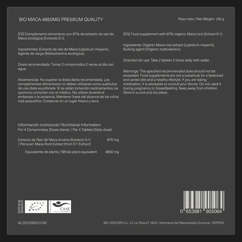 Aldous Maca Extract, 400 tablets