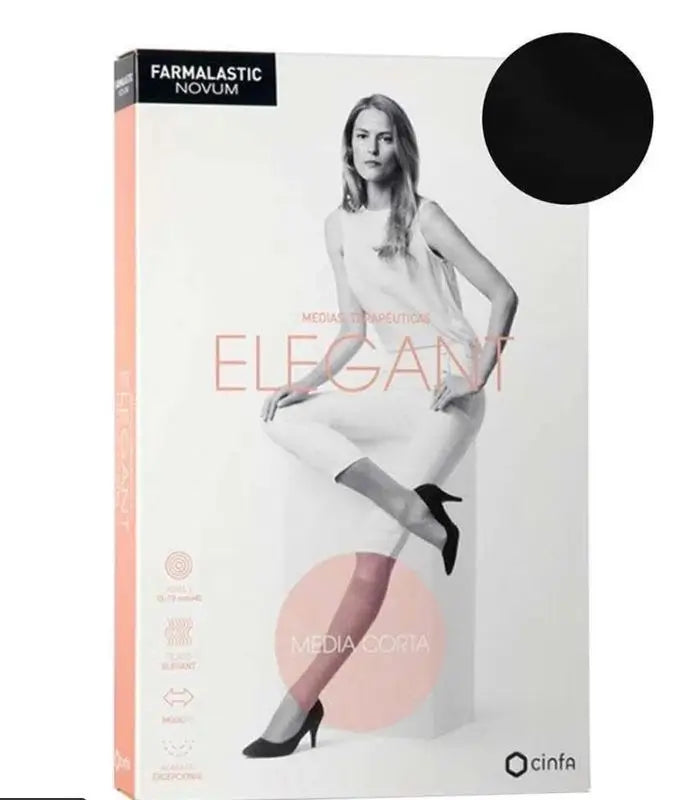 Farmalastic Novum Elegant Corta De Compresión Ligera Color Antracita, Nivel 1