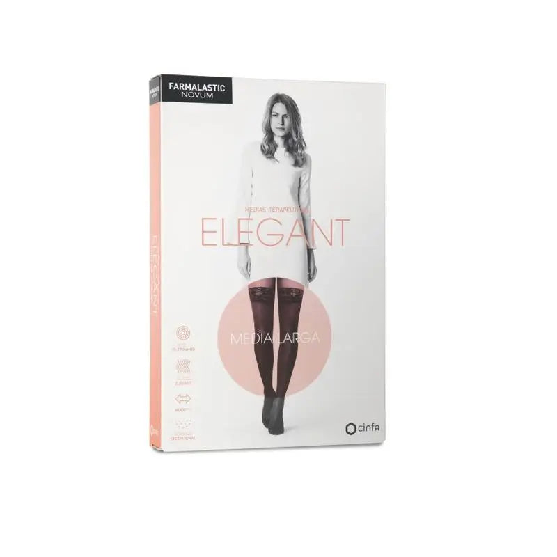 Farmalastic Novum Elegant Larga De Compresión Ligera Color Caviar, Talla 0
