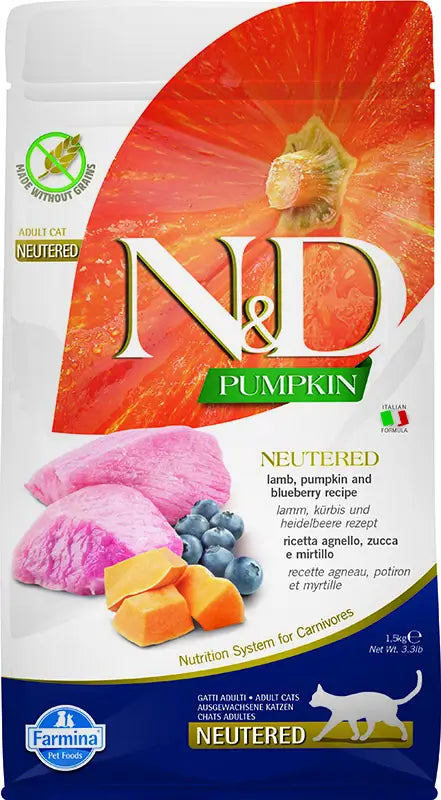Farmina N&D Cat Calabaza Neutered Cordero Arandano 1,5Kg , pienso para gatos