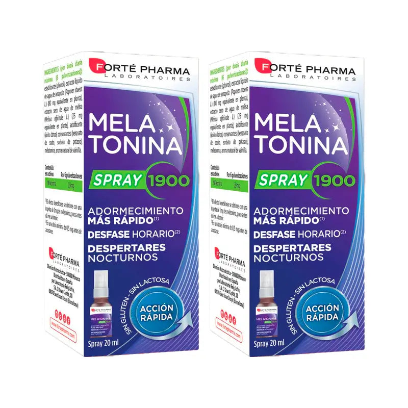 Forté Pharma Duplo Melatonin Spray 1900, 2 x 20ml