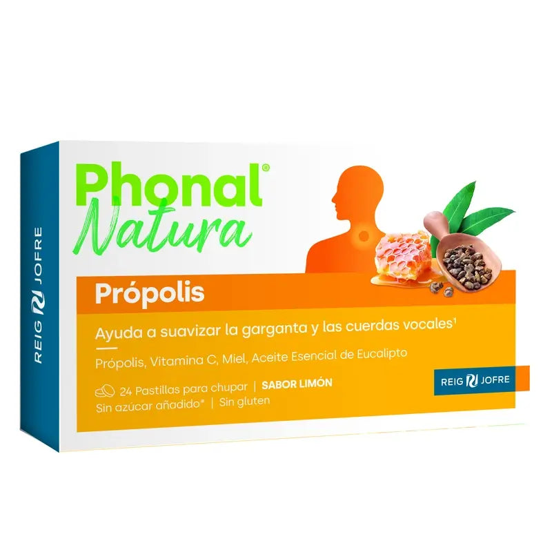 Phonal Natura Propolis Lemon Lozenges, 24 lozenges